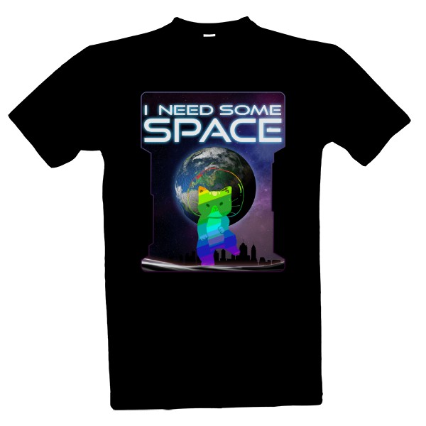 Tričko s potiskem I Need Some Space - kočička a vesmír