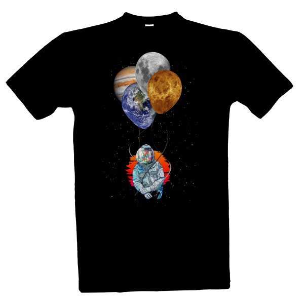 Kosmonaut s balónky planet