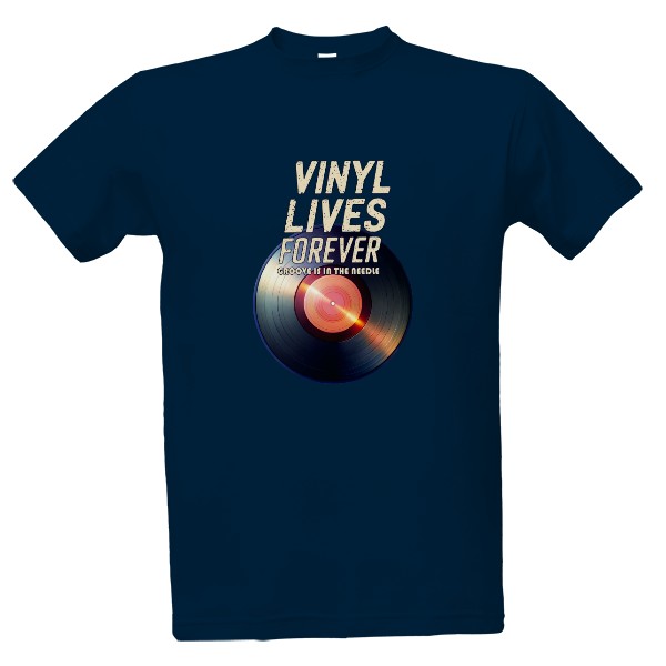 Tričko s potiskem Vinyl žije navždy